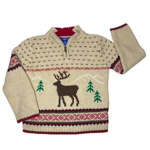 Vintage The Eagle's Eye Kids Boys Quarter Zip Moose Sweater Size 6